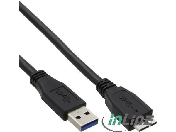 InLine 4043718153824, 3 m, USB A, Micro-USB B, USB 3.2 Gen 1 (3.1 Gen 1), 5000 Mbit/s, Musta