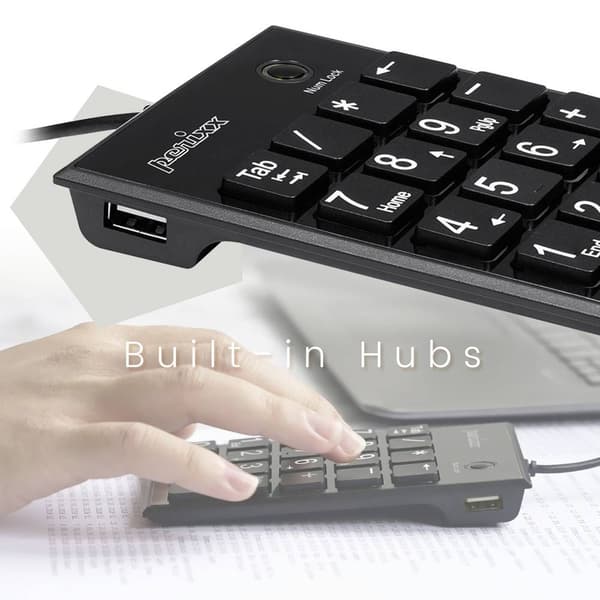Perixx PERIPAD-202 H B Numeriskt tangentbord USB Multimediaknappar Svart
