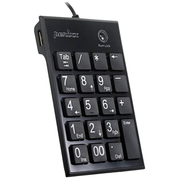 Perixx PERIPAD-202 H B Numeriskt tangentbord USB Multimediaknappar Svart