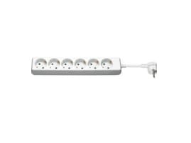 MicroConnect 6-Way Power - Effektband - ingång: ström - utgångskontakter: 6 - 3 m sladd - vit