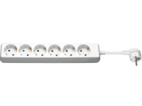 MicroConnect 6-Way Power - Effektband - ingång: ström - utgångskontakter: 6 - 3 m sladd - vit