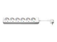 MicroConnect 6-Way Power - Effektband - ingång: ström - utgångskontakter: 6 - 3 m sladd - vit