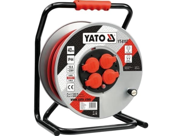 Yato YT-8107, Musta, Harmaa, Punainen, Polyvinyylikloridi (PVC), 4 AC-pistorasia(a), Tyyppi E, Tyyppi E, Suora