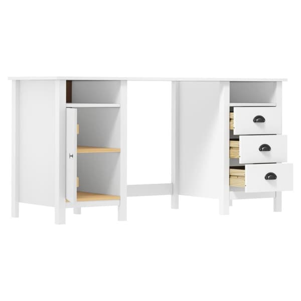 vidaXL Skrivbord Hill vit 150x50x74 cm massiv furu