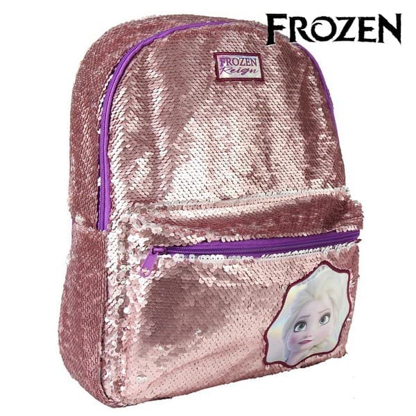 Skolryggsäck Frozen Paljetter Silvrig Rosa
