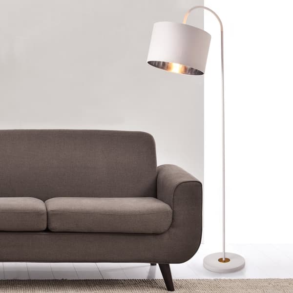 [lux.pro]® Golvlampa Toledo-höjd: 173cm-Ø lampskärm: 35cm-metall-textil-vit-1 x E27, max.60W