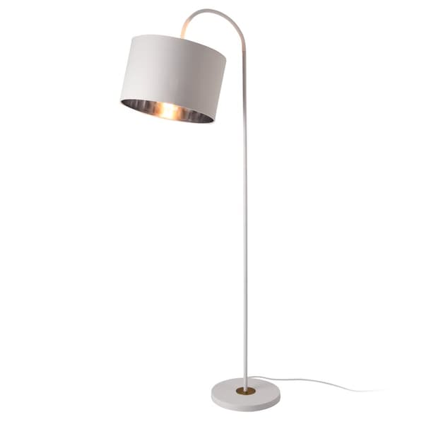 [lux.pro]® Golvlampa Toledo-höjd: 173cm-Ø lampskärm: 35cm-metall-textil-vit-1 x E27, max.60W