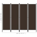 Miniatyrbillede 6 af 6: vidaXL 4-panels rumdeler 200 x 180 cm brun