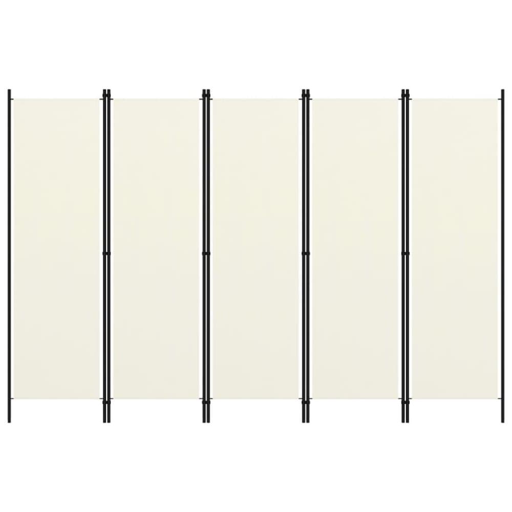 vidaXL Rumsavdelare 5 paneler gräddvit 250x180 cm