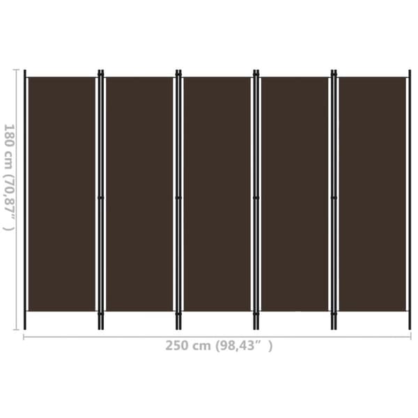 vidaXL Romdeler med 5 paneler brun 250x180 cm