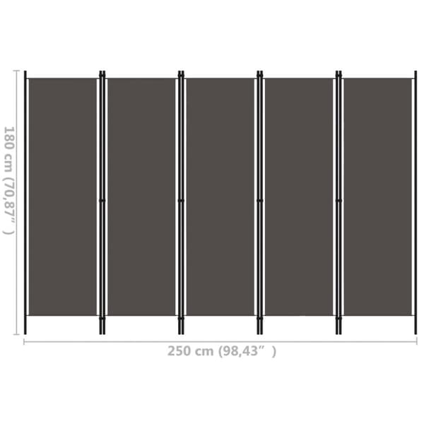 vidaXL Romdeler med 5 paneler antrasitt 250x180 cm