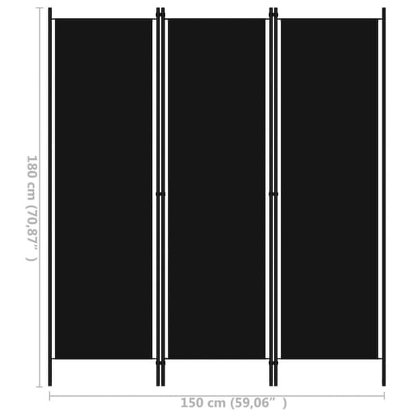 vidaXL Romdeler 3 paneler svart 150x180 cm