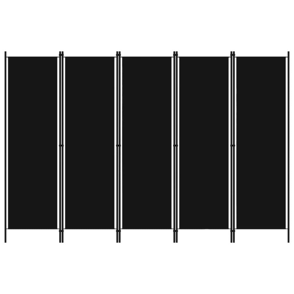 vidaXL Rumsavdelare 5 paneler svart 250x180 cm