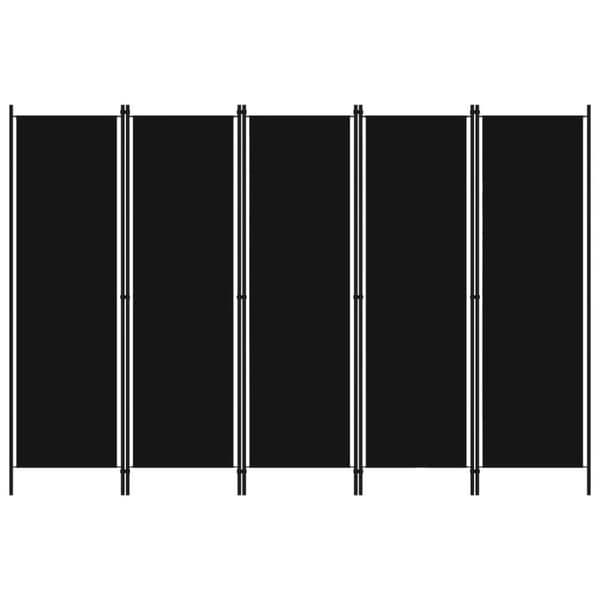 vidaXL Romdeler med 5 paneler svart 250x180 cm