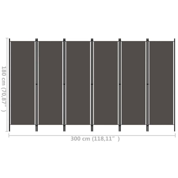 vidaXL Rumsavdelare 6 paneler antracit 300x180 cm