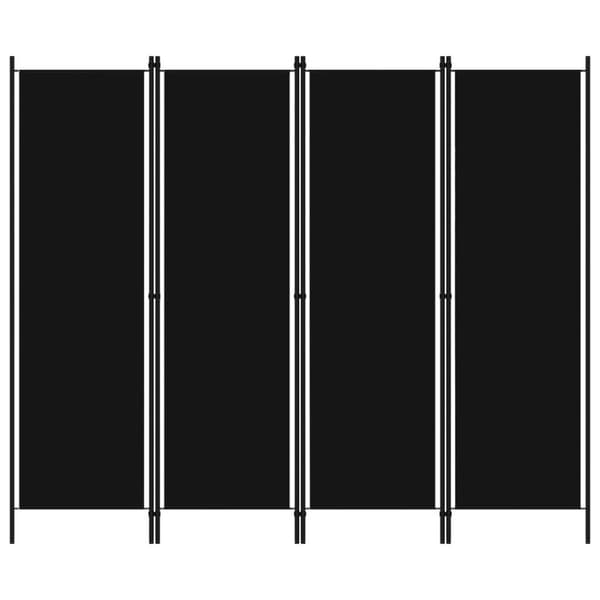 vidaXL Romdeler 4 paneler svart 200x180 cm