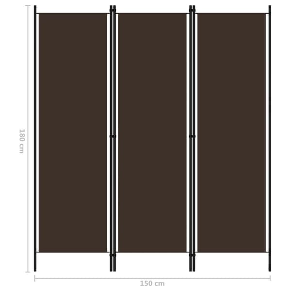 vidaXL Rumsavdelare 3 paneler brun 150x180 cm