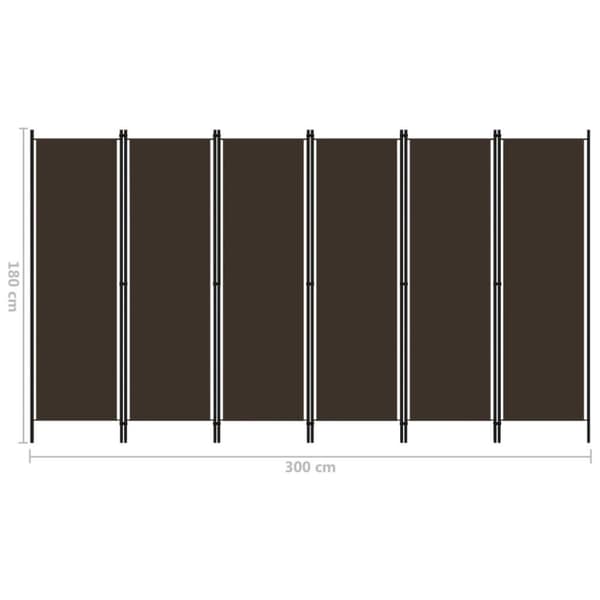 vidaXL Romdeler med 6 paneler brun 300x180 cm
