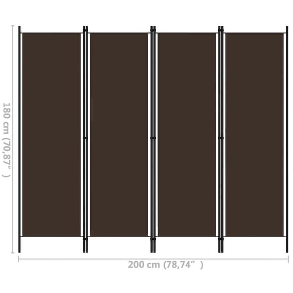 vidaXL Romdeler 4 paneler brun 200x180 cm