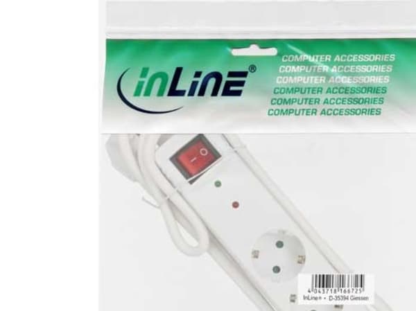 InLine 16431Q, 1,5 m, Vinklad, 1,5 mm ², Vit, Plast, 3 AC-utgångar