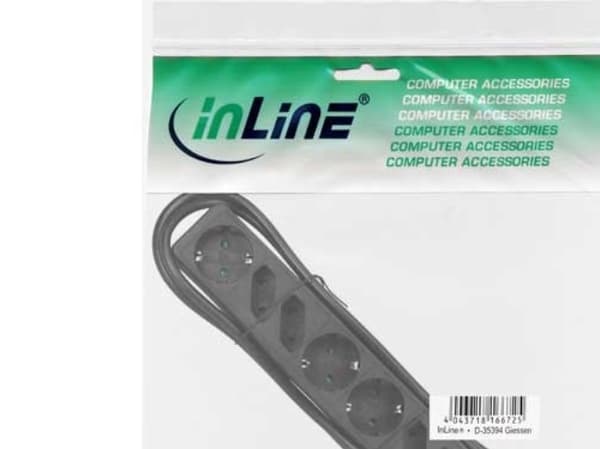 InLine 16483, 3 m, Vinklad, 1,5 mm ², Plast, Svart, Plast