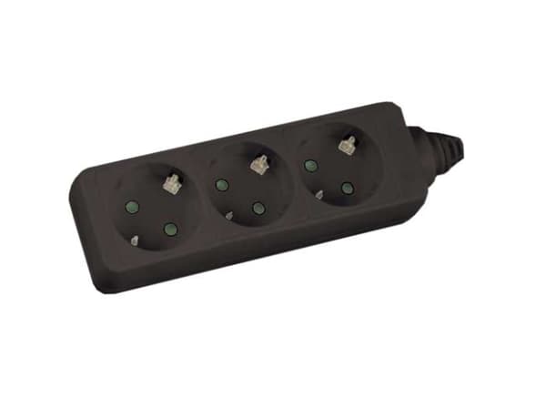 InLine 16433, 3 m, Vinklad, 1,5 mm ², Svart, Plast, 3 AC-utgångar