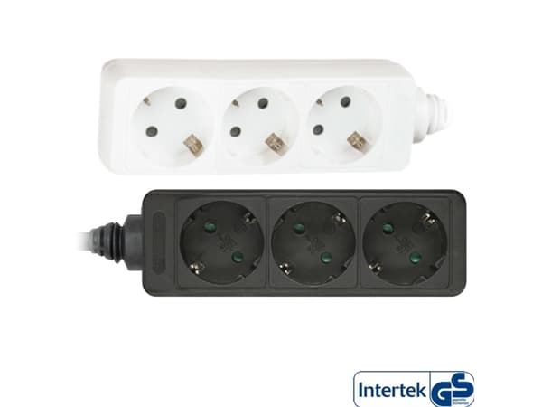 InLine 16433, 3 m, Vinklad, 1,5 mm ², Svart, Plast, 3 AC-utgångar