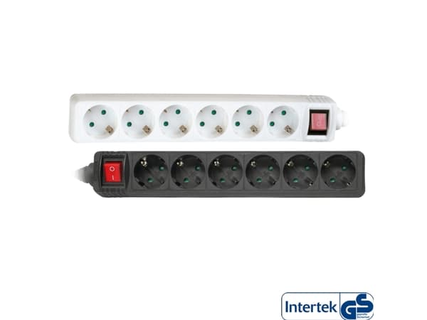 InLine 16465T, 5 m, Vinklad, 1,5 mm ², Svart, Plast, 6 AC-utgångar