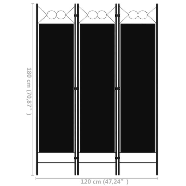 vidaXL 3-panels rumdeler 120x180 cm sort