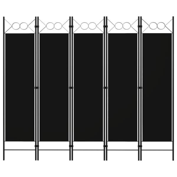 vidaXL 5-panels rumdeler 200x180 cm sort