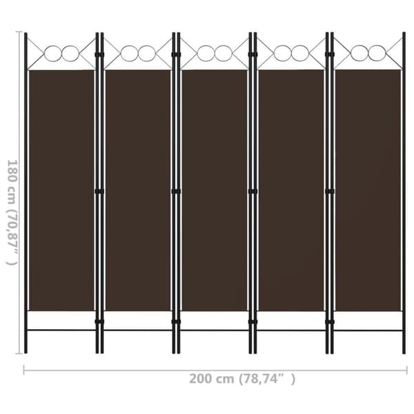 vidaXL 5-panels rumdeler 200x180 cm brun
