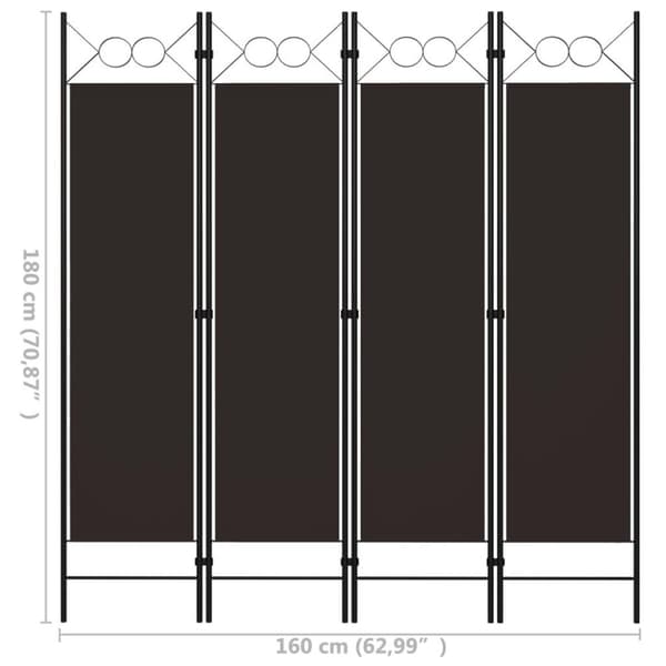 vidaXL Romdeler 4 paneler brun 160x180 cm