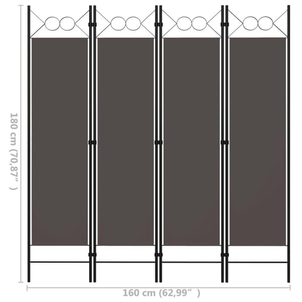 vidaXL Romdeler 4 paneler antrasitt 160x180 cm