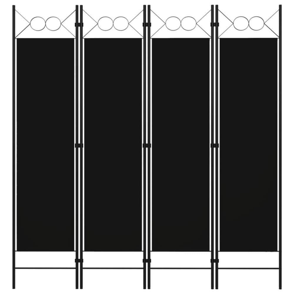 vidaXL Rumsavdelare 4 paneler svart 160x180 cm