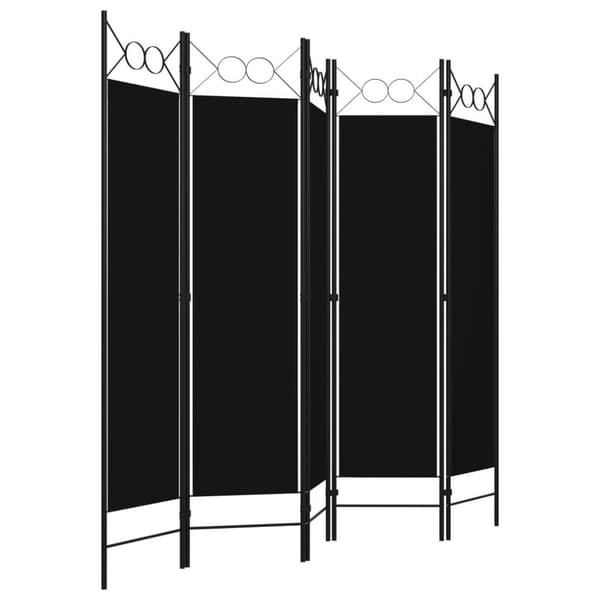 vidaXL Romdeler 5 paneler svart 200x180 cm