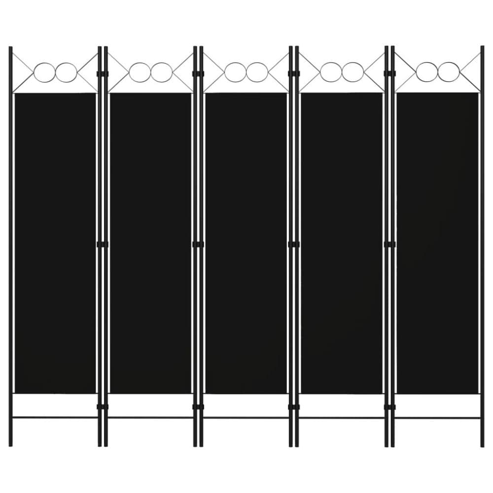 vidaXL Rumsavdelare 5 paneler svart 200x180 cm
