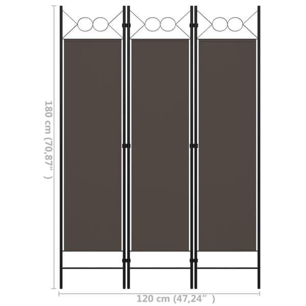 vidaXL Romdeler 3 paneler antrasitt 120x180 cm