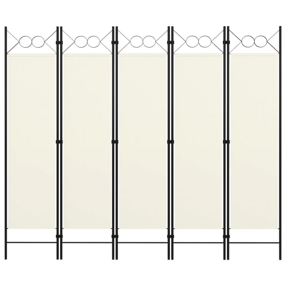 vidaXL Rumsavdelare 5 paneler gräddvit 200x180 cm