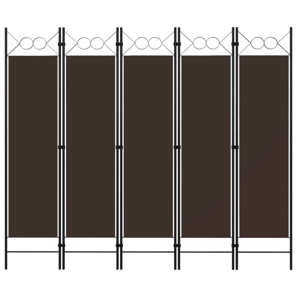 vidaXL Rumsavdelare 5 paneler brun 200x180 cm