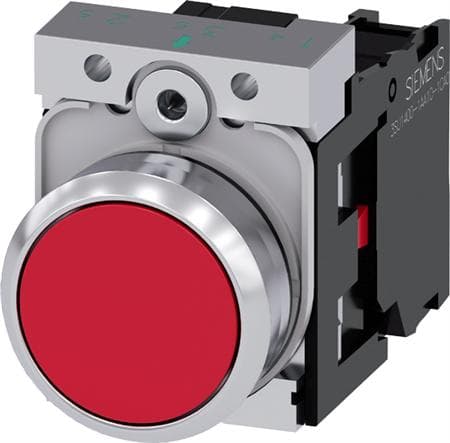 Siemens 3SU1150-0AB20-1CA0, Metall, Plastikk, Svart, Rød, Sølv, 500 V, 30 mm, 60,7 mm, 40 mm