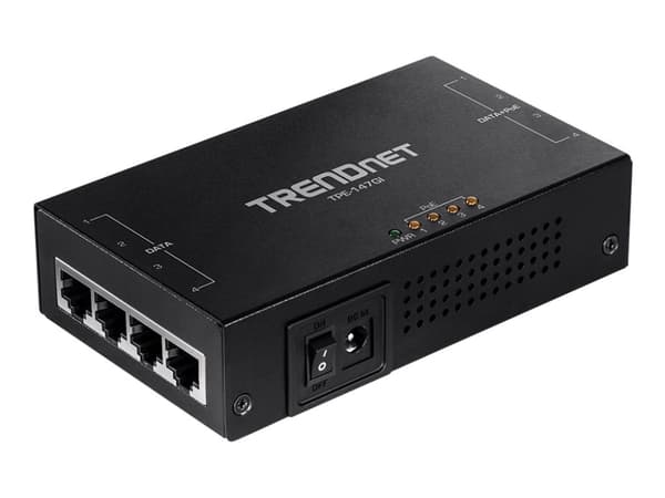 TRENDnet TPE-147GI - Strøminjektor - AC 100-240 V - 65 watt - utgangskontakter: 4 - TAA-samsvar