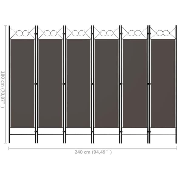 vidaXL 6-panels rumdeler 240 x 180 cm antracitgrå