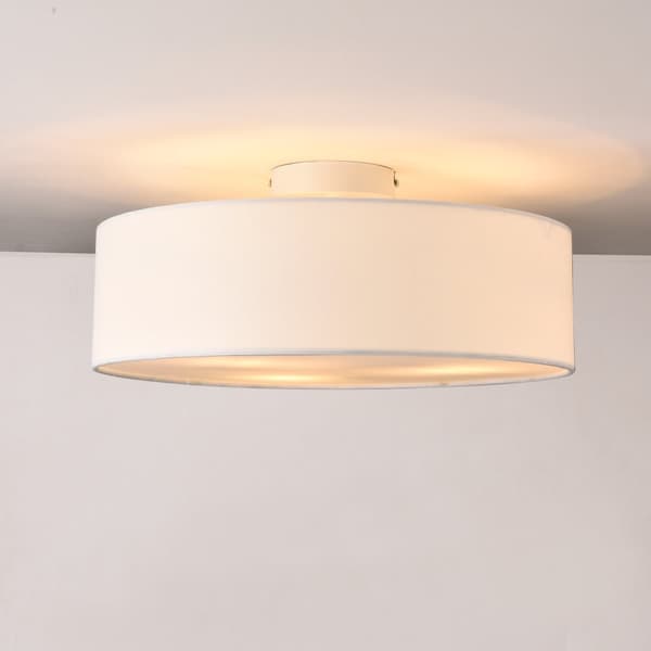 [lux.pro]® Loftlampe Omaha-Ø45cm-plast, tekstil-3xE27,max.60W-230V, 50Hz-hvid