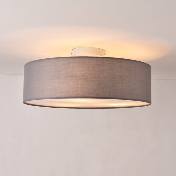 [lux.pro]® Loftlampe Omaha-Ø45cm-plast, tekstil-3xE27,max.60W-230V, 50Hz-grå-hvid