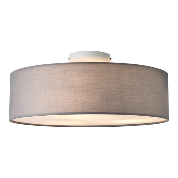 [lux.pro]® Plafond Omaha-Ø45cm-plast, textil-3xE27,max.60W-230V, 50Hz-grå-vit