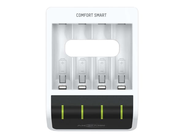 ANSMANN Comfort Smart - 1,5 t USB-batterilader - (for 4xAA/AAA) 4 x AA-type - 2100 mAh - 800 mA - svart, hvit Sort, Hvit