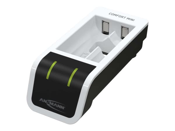 ANSMANN Comfort Mini - 1,5 timer USB-batterilader - (for 2xAA, 2xAAA) + batteri 2 x AA type - 2100 mAh - 800 mA - sort, hvit Sort, Hvit