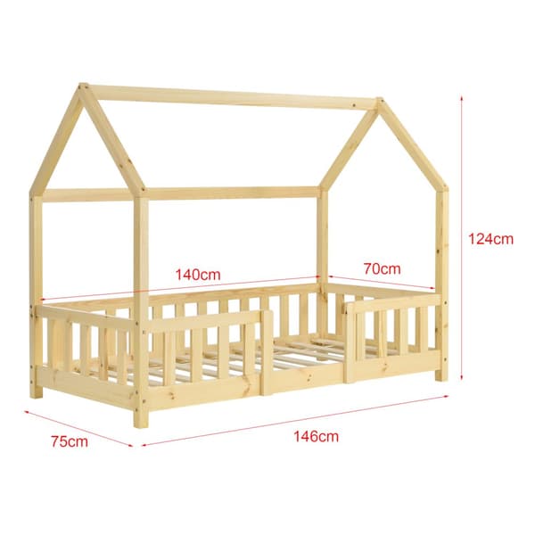 Juniorsäng Sisimiut hussäng 140x70cm furu med sängskydd [en.casa]