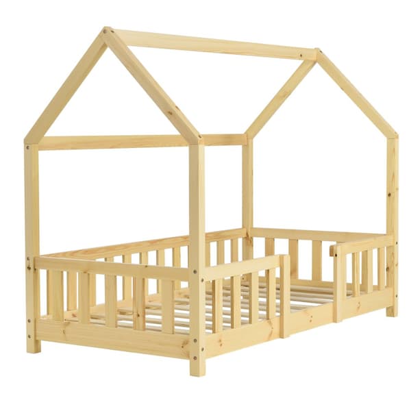Juniorsäng Sisimiut hussäng 140x70cm furu med sängskydd [en.casa]