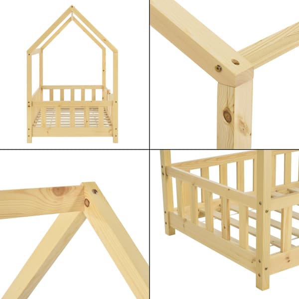 Juniorsäng Sisimiut hussäng 140x70cm furu med sängskydd [en.casa]